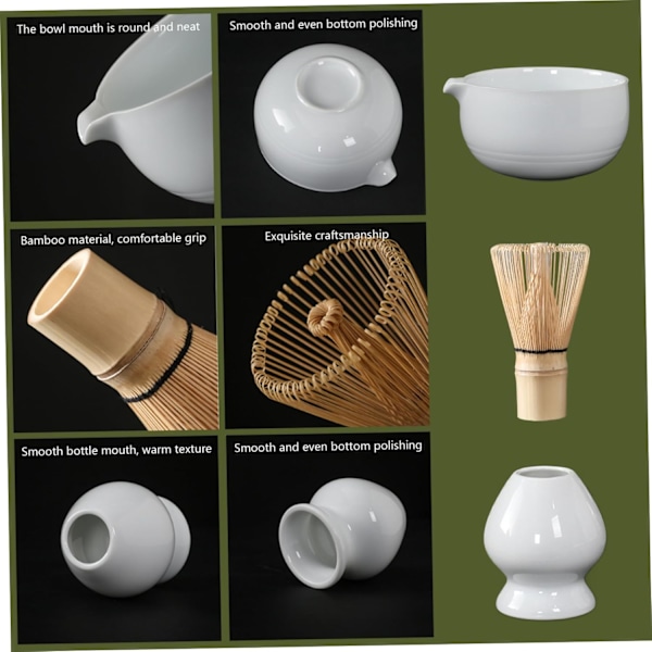 7 st/set matcha-set, matcha vispset inkluderar matchningsskål, bambuvisphållare, matchasjal, teskop, skopa hållare och tehandduk, japansk te-set