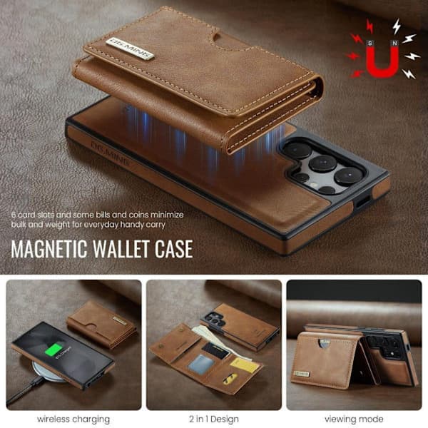 (For Samsung Galaxy S22) DG.MING M6 Series Leather Case: RFID Purple lilla