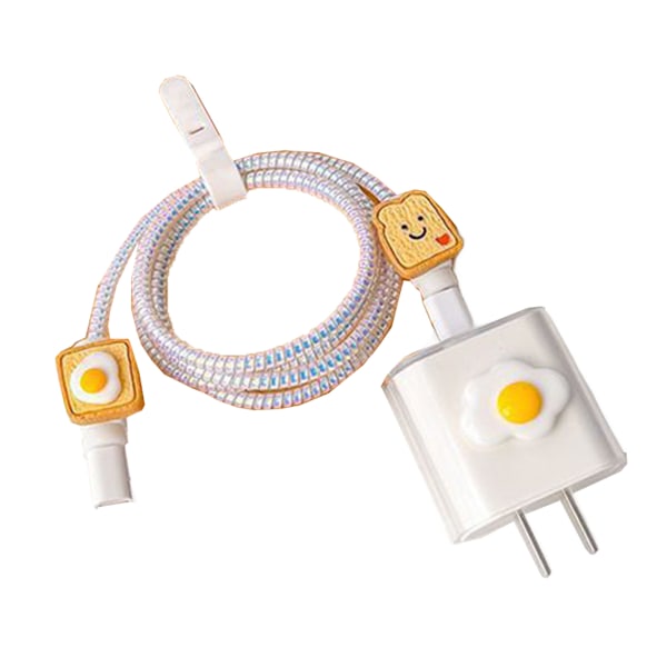 1 set med Sun Egg-tryck för Apple 20w laddare skyddskabel (laddare ingår ej)