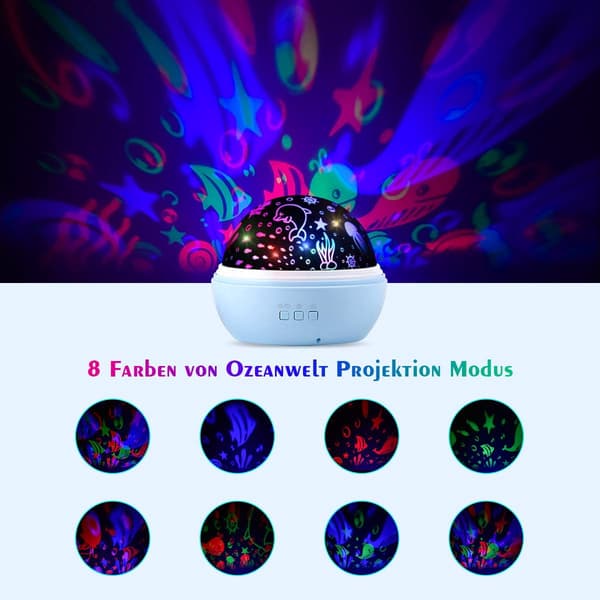 Stjernehimmel LED-projektor, babynattlys, Ocean World 2 i 1 Pr