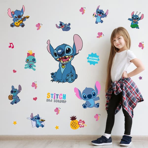 Stitch söpö 3D-seinätarra, tapetti, PVC, 90cm*40cm