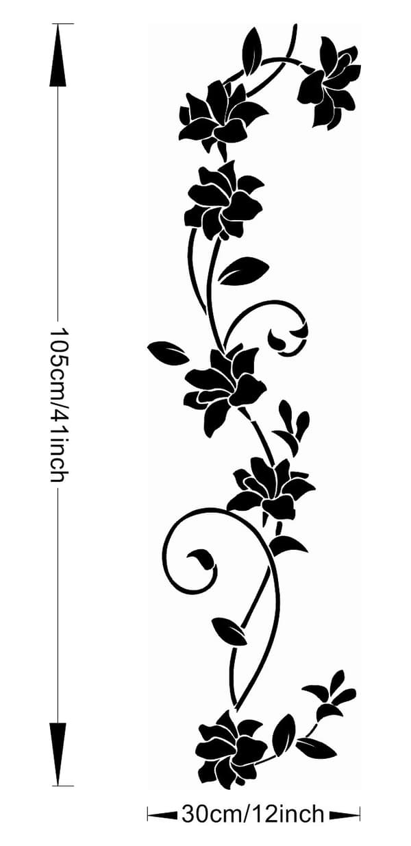 2 Set Väggdekaler 105*30cm Vinranka Svart Design i PVC