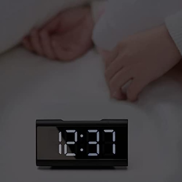 Digital LED-klocka för skrivbord, tyst, spegelglas, elektronisk klocka för hemmet och kontoret