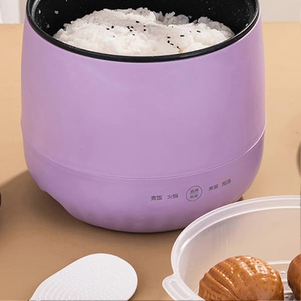 Mini Riskoger 1.8L Non-stick Elektrisk Koger til Suppe Grød Gryderetter EU Stik 220V Lilla