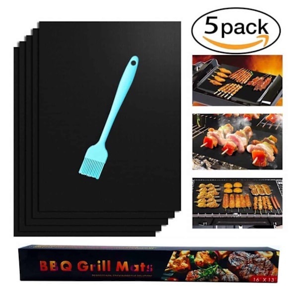 Grillmåtte, Genanvendelig, Non-stick, 40x33 cm, Sort