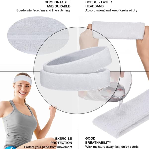 3-pack sportpannband för män och kvinnor, halkfritt elastiskt hårband