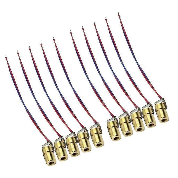 10 stk. 5V 650nm 6mm 5mW Mini Laser Dot Diode Modul Kobberhode Rød