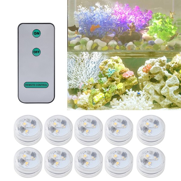 Flerfärgade LED-lampor med fjärrkontroll, Mini dränkbara, Batteridrivna, Vattentäta flamlösa LED-värmeljus för inomhus-/utomhusfester