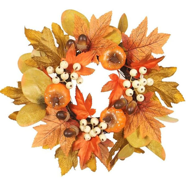Thanksgiving Höst Dörrkrans Konstgjorda Lönnlöv Tallkottar