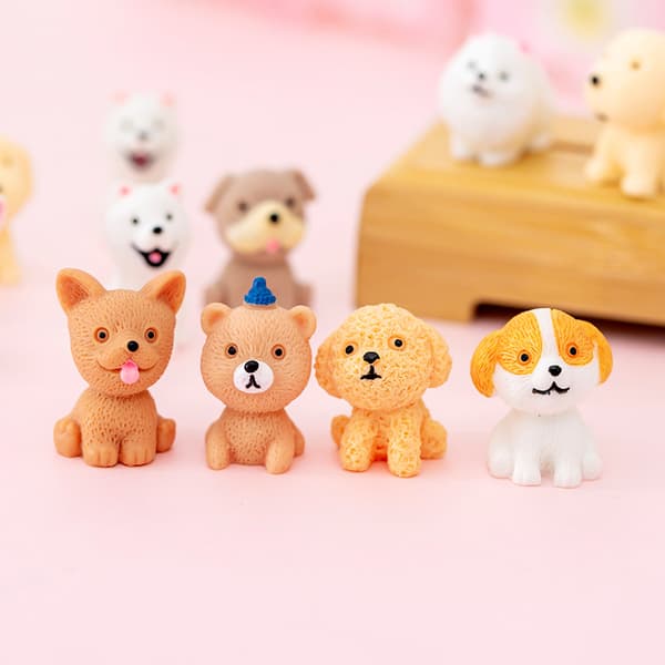 12-pak hundefigurer til børn, dyrelegesæt til kagepynt, hund