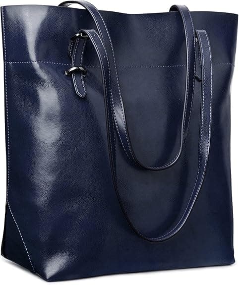 Treasure blue, enkel blød koskind skuldertaske, retro l