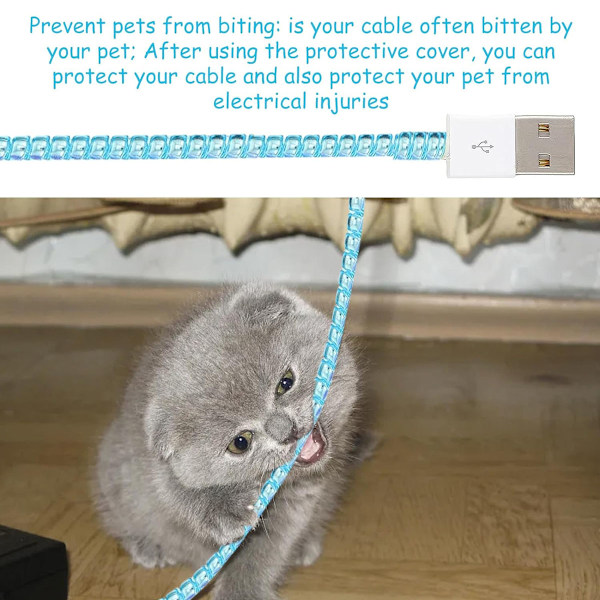 Kabelskydd djurbevis tråd reparation, husdjur hörselskydd spiral kabel lindning stressavlastning, telefonkabel USB datumkabel trådhylsa, 60