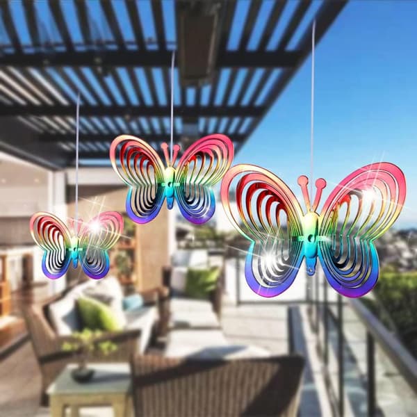 Sølv sommerfugl vindklokke ornament hagepynt
