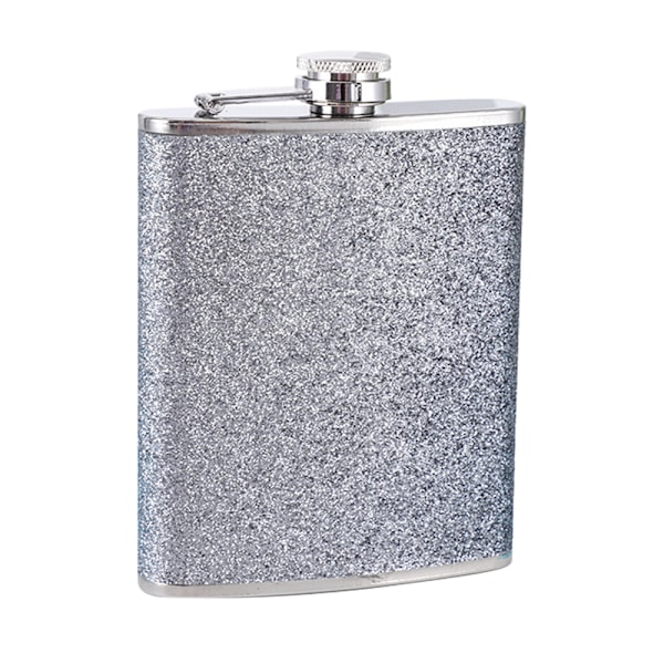 Rostfritt stål med färgglatt glitter hipflask - Rymmer 6 uns