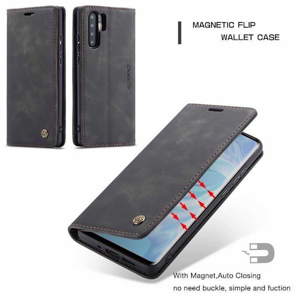 Huawei P30 Elegant Flipfodral CaseMe 3-FACK Svart