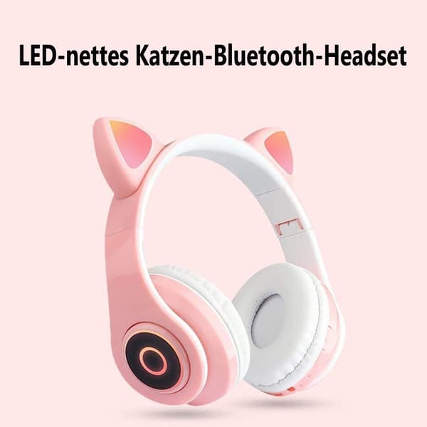 (rosa) hörlurar med LED-lampor on-ear-hörlurar