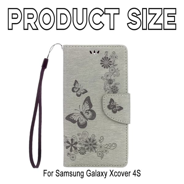 Sommerfugl-deksel i skinn til Samsung Galaxy Xcover 4S - Sølv/Grå