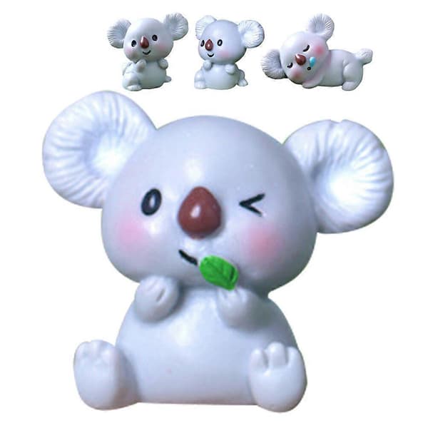 4 stk. miniature koalafigurer Mini koala dyrefigurer legetøj moslandskabsornament