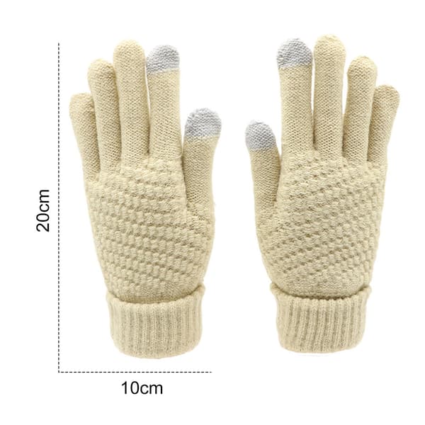 Termiske handsker til kvinder, touchscreen strikhandsker med blødt varmt for og skridsikkert design, vintervarme fleeceforede touch-sensitive handsker til Beige