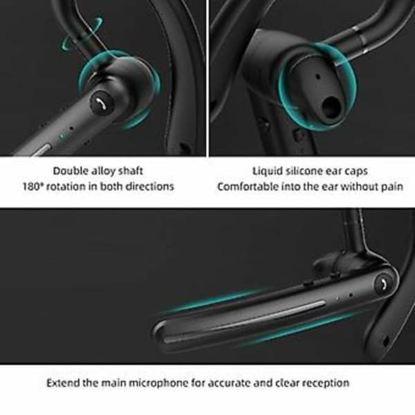 Trådlöst Bluetooth 5.0 Headset Öronmussla Lastbilschaufför Hörlurar Brusreducering (Blå)