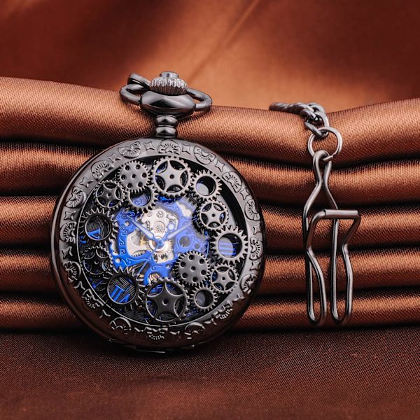 Miesille tarkoitettu mekaaninen taskukello, vintage-taskukello, steampunk