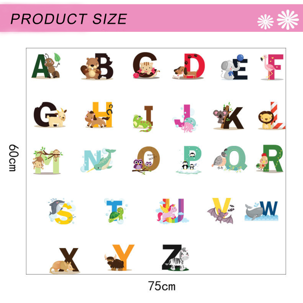 ABC Stickers Alphabet Decals - Animal Alphabet Wall Decals -