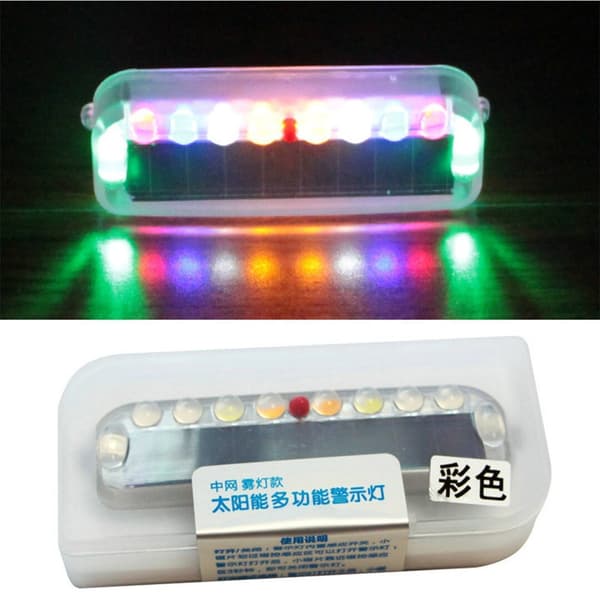 Ny 2 stk. solcellebil 10 LED tyverisikring varsel blinkende du