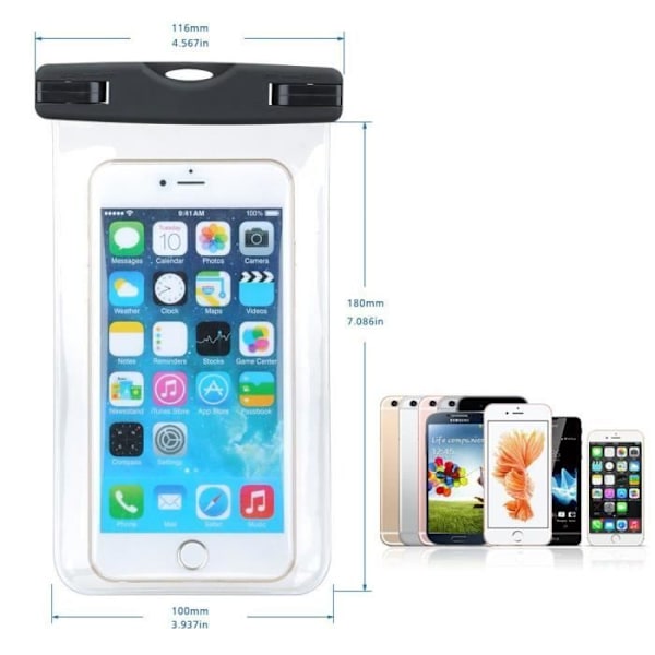 Vattentätt fodral för Samsung Galaxy S23 Ultra S23+ S22 S21 FE S20 FE S10e S9 S8 Plus Svart