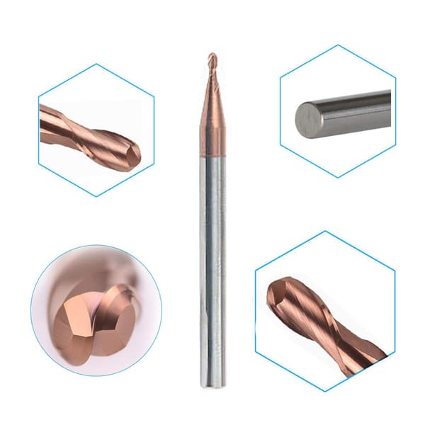 3 st - 0,5 mm radie kulnosfräs, skaftdiameter 4,0 mm, längd