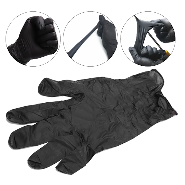Handskar i syntetiskt material för allergifri hantering, texturerad yta, puderfria nitrilhandskar, ergonomisk design (100 st)