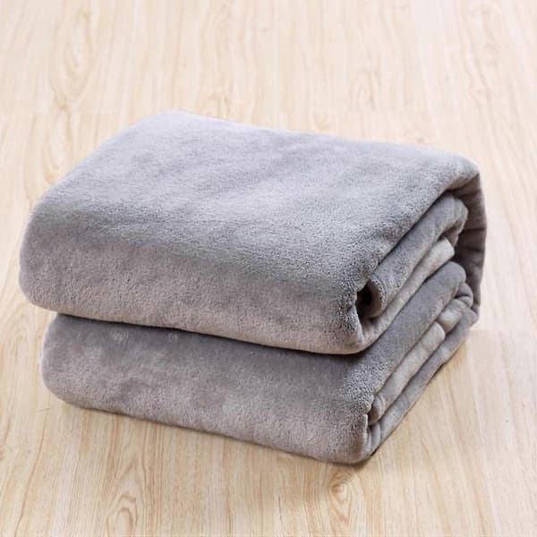 Underbar flanellfleece husdjursfilt mysig handduk enfärgad husdjursfilt (silvergrå)