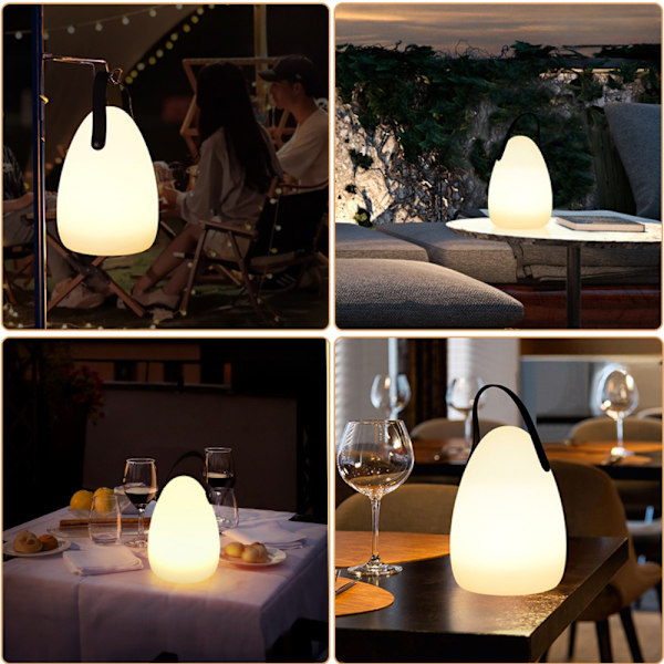 Färgskiftande LED-lykta, Elegant och enkel design, Uppladdningsbar, Portabel utomhusbelysning för uteplats, matbord, camping, Varmvitt och RGB