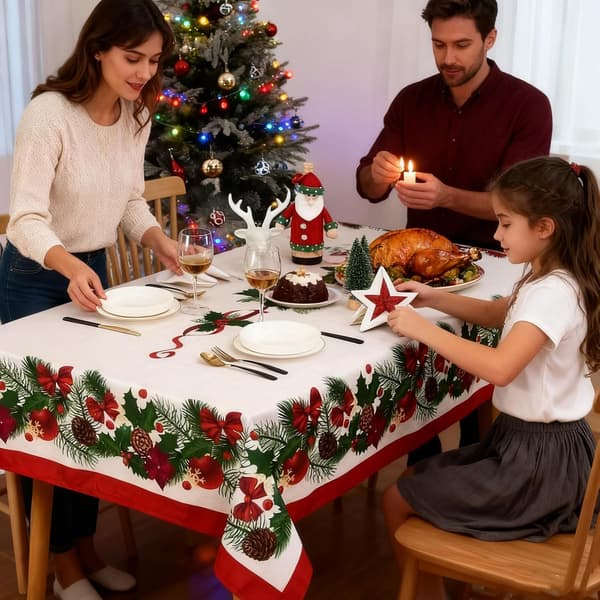 Julduk, röd jul- och vinterbordsdekoration, köksinredning, julpynt, 85x85 cm 85x85cm