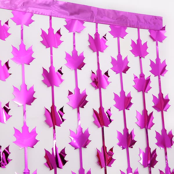 Orange Maple Leaf Metallic Gardiner - 1m*2m, Glimmande Trassel, Folie