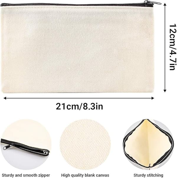 Senbeeda 10 Stycken Tomma Pennfodral, Sminkväskor i Canvas, DIY Bl