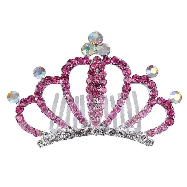 Krystallhårkronekam Attraktiv Tiara Hodeplagg Hårtilbehør for barn Jenter (Rosa)