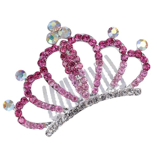 Krystallhårkronekam Attraktiv Tiara Hodeplagg Hårtilbehør for barn Jenter (Rosa)