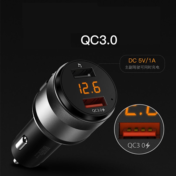 Smart Biltillbehör, Hi-Fi Musikstreaming & Dubbla Snabbladdande USB-portar med Bluetooth 5.3
