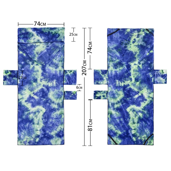 Poolstolshandduk med sidofickor, för solstol pool solbad trädgård strand hotell, lätt att bära runt (82,5 tum x 29,5 tum)