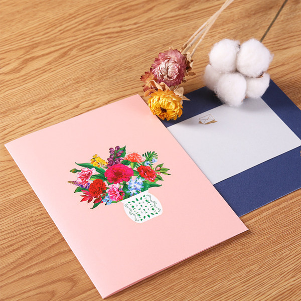 Blombukett pop up gratulationskort Mors dag födelsedagskort