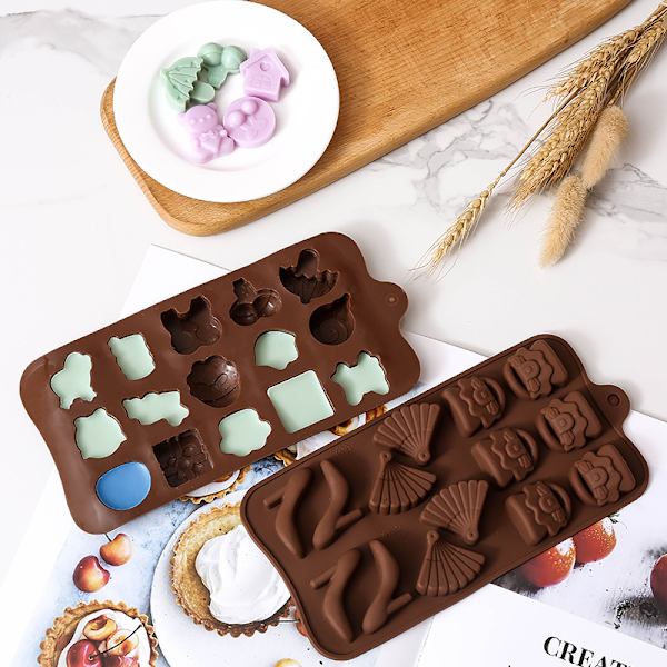 14 vifteformede silikone chokolade flip slikform bage kage is