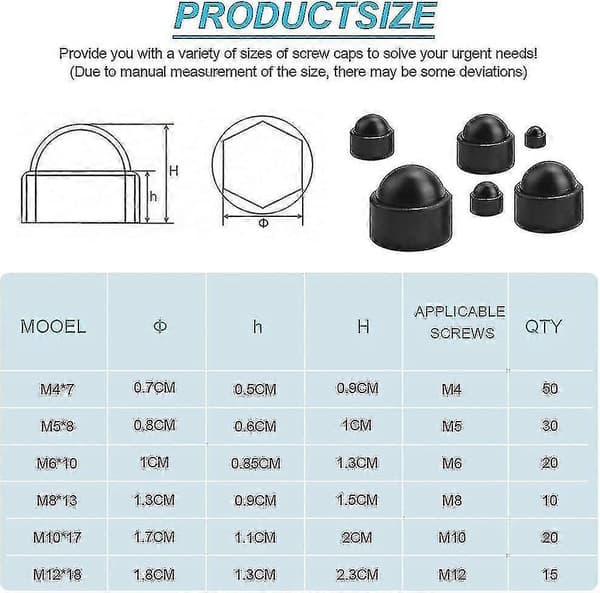 145 stk Plast Dome Bolt Mutter Beskyttelseshetter Z