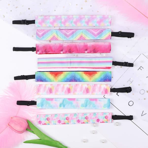 8-pakks Hodebånd Tie Dye Hodebånd Jenter Barn Elastiske Bandanas Ikke