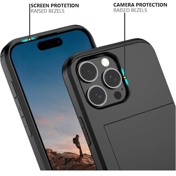 iPhone 16 Pro Max - Erittäin vahva kotelo 28 taskulla, musta