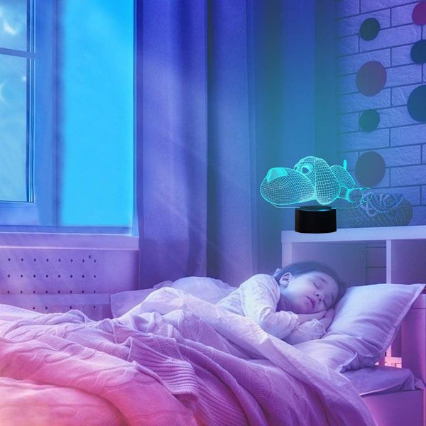 Energisparande 3D Visuell Effektlampa, Dubbelt Strömläge 7 Färger + 1 Blinkande Läge för Säkra LED-lampor, Perfekt Heminredningspresent