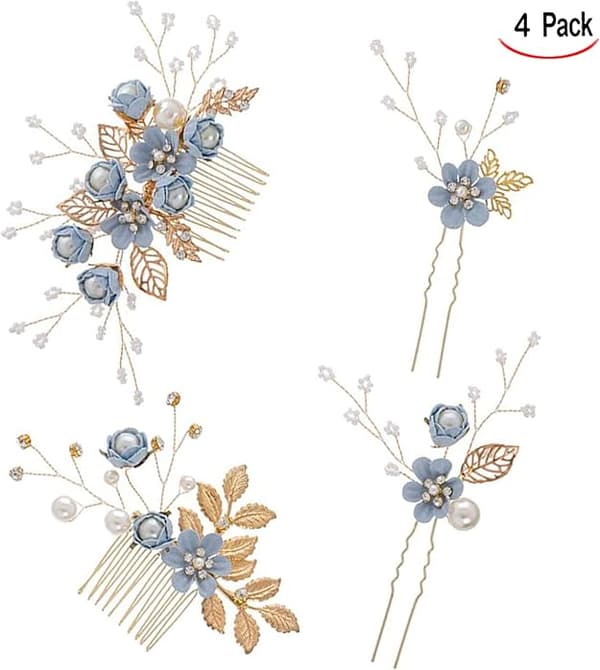 4 stk bryllupshår brosje dekorative hårkammer blomsterhårkammer