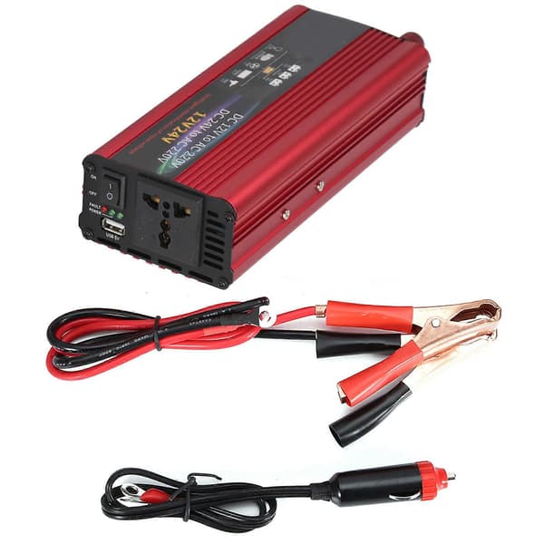 Universal 12V 24V Bil Solenergi 2000W Inverter Konverter 12V til 220V