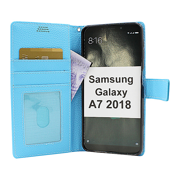 New Standcase Wallet Samsung Galaxy A7 2018 (A750FN/DS) Ljusblå