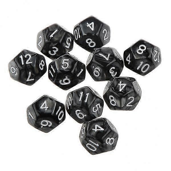 4x 10 stk Tolvsidige Terninger D12 Spill D&d Rpg Festspill Terninger Svart