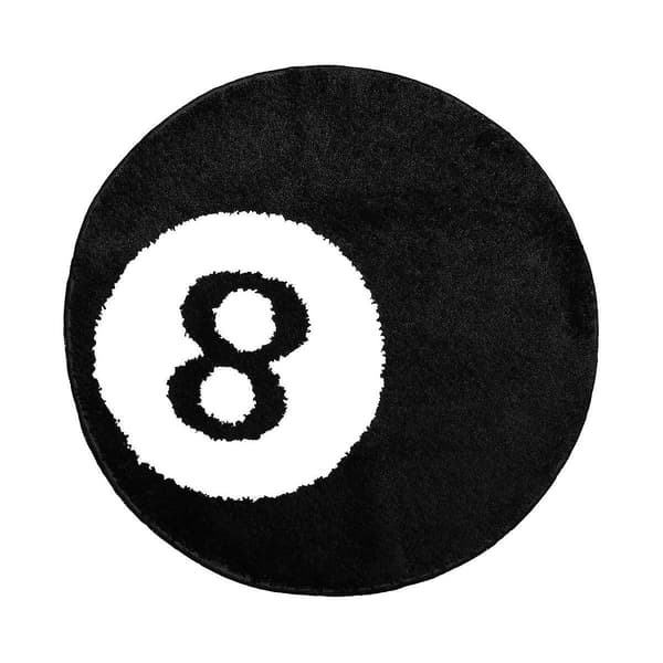 8-bollmatta - 61 cm vit & svart matta - coola mattor och estetiska mattor för sovrum och vardagsrum